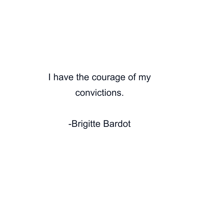 I have the courage of my convictions.