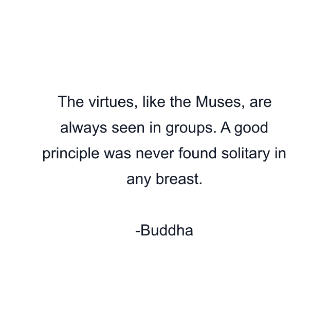 The virtues, like the Muses, are always seen in groups. A good principle was never found solitary in any breast.