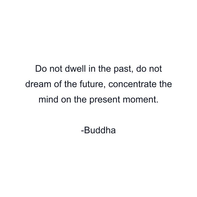 Do not dwell in the past, do not dream of the future, concentrate the mind on the present moment.