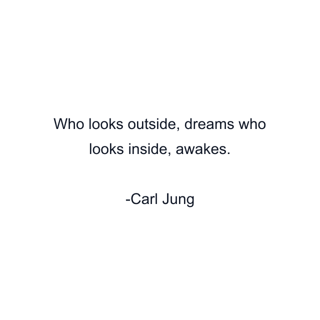 Who looks outside, dreams who looks inside, awakes.