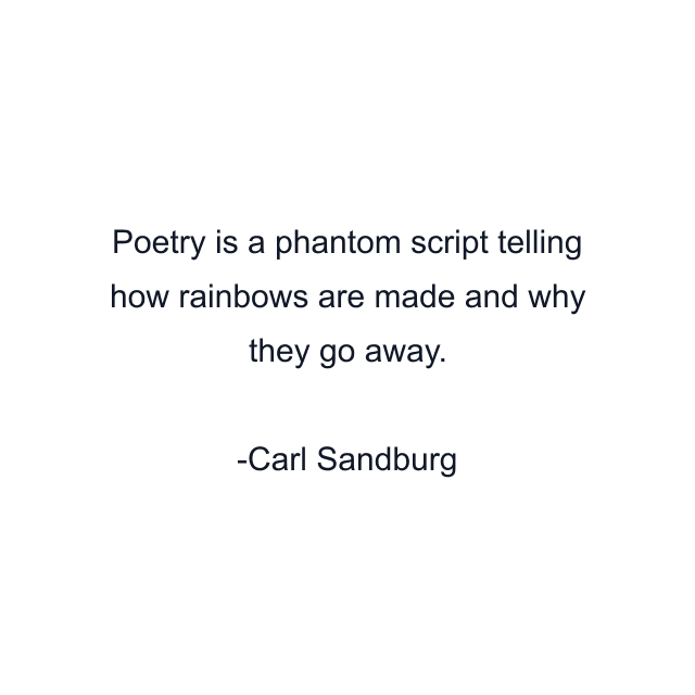 Poetry is a phantom script telling how rainbows are made and why they go away.