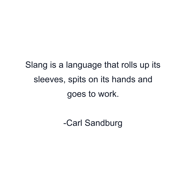 Slang is a language that rolls up its sleeves, spits on its hands and goes to work.