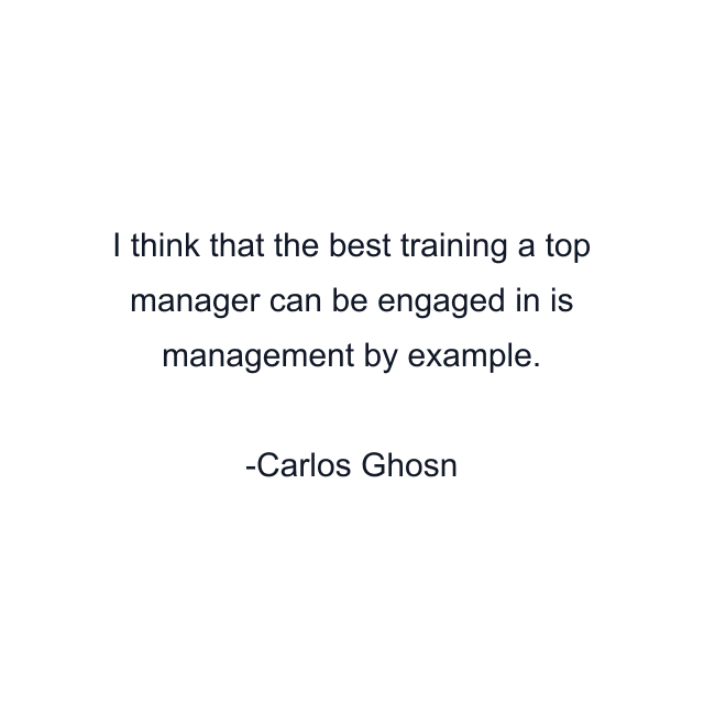 I think that the best training a top manager can be engaged in is management by example.