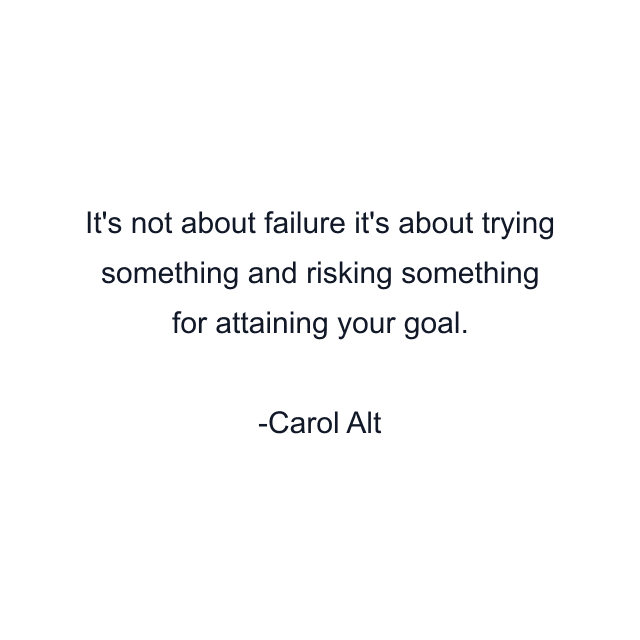 It's not about failure it's about trying something and risking something for attaining your goal.