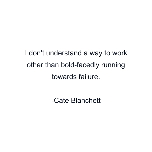 I don't understand a way to work other than bold-facedly running towards failure.