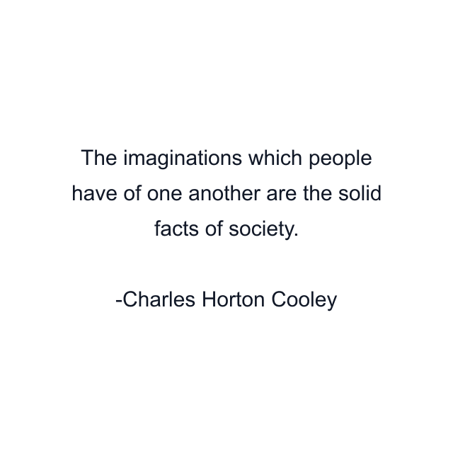 The imaginations which people have of one another are the solid facts of society.