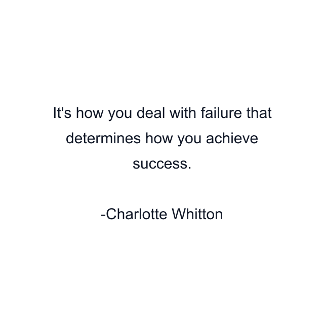 It's how you deal with failure that determines how you achieve success.