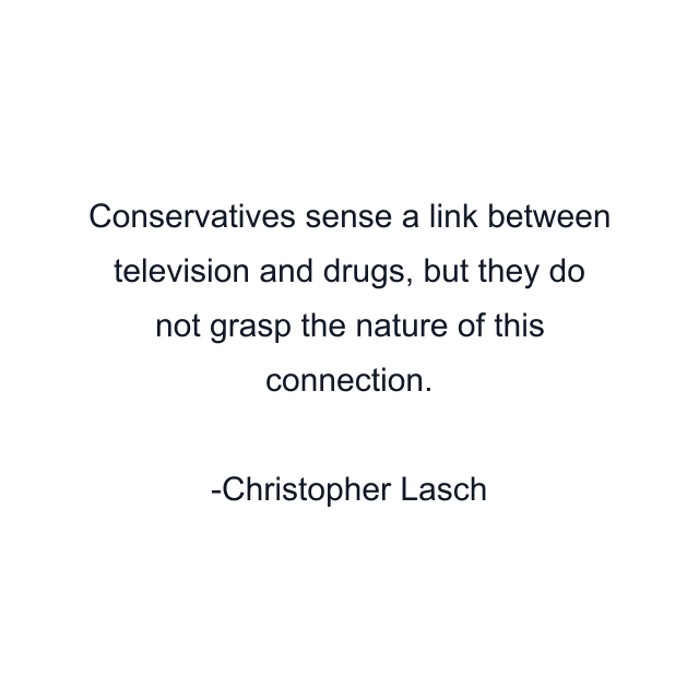 Conservatives sense a link between television and drugs, but they do not grasp the nature of this connection.