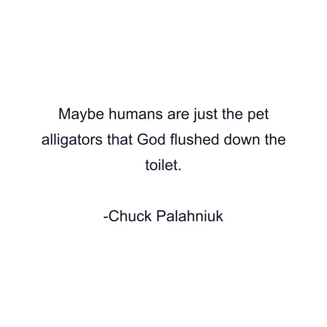 Maybe humans are just the pet alligators that God flushed down the toilet.