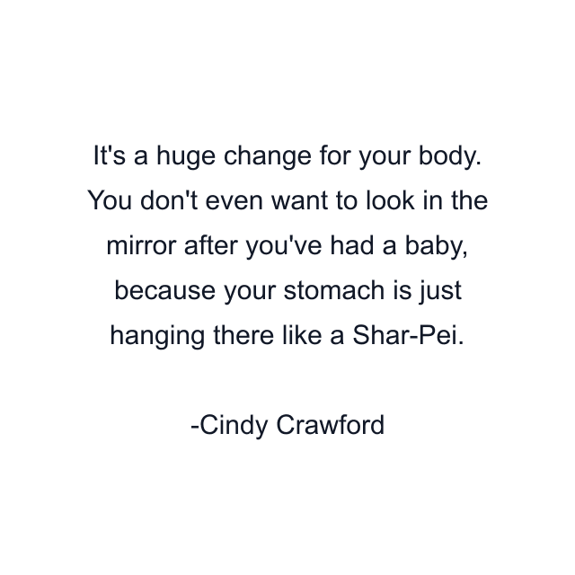 It's a huge change for your body. You don't even want to look in the mirror after you've had a baby, because your stomach is just hanging there like a Shar-Pei.