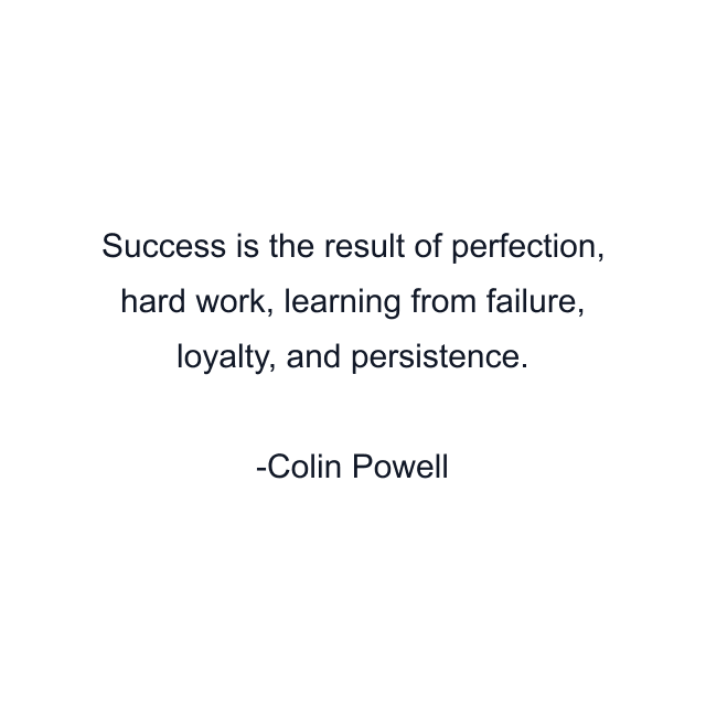 Success is the result of perfection, hard work, learning from failure, loyalty, and persistence.