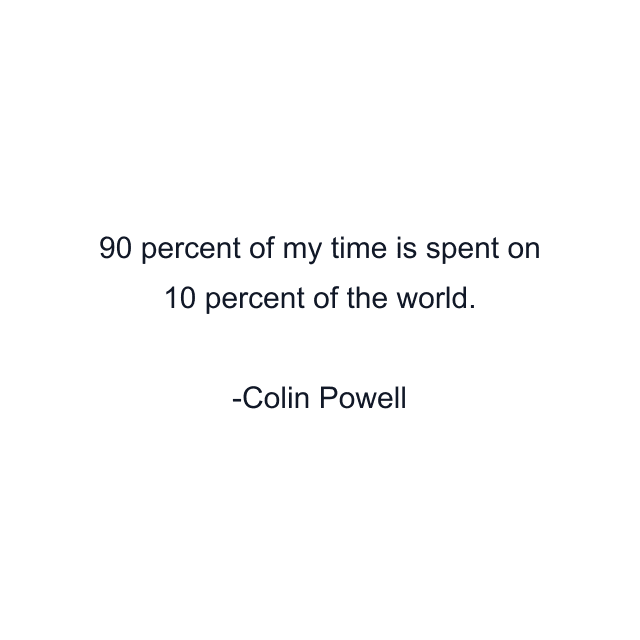 90 percent of my time is spent on 10 percent of the world.