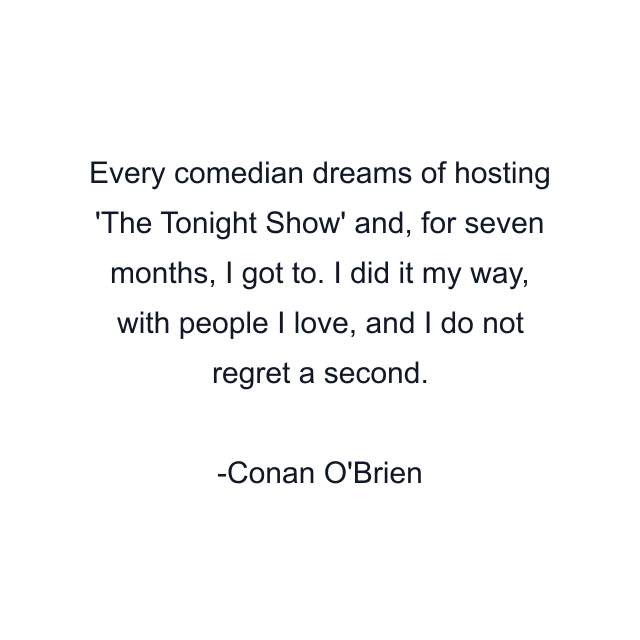 Every comedian dreams of hosting 'The Tonight Show' and, for seven months, I got to. I did it my way, with people I love, and I do not regret a second.