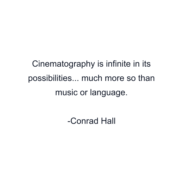 Cinematography is infinite in its possibilities... much more so than music or language.