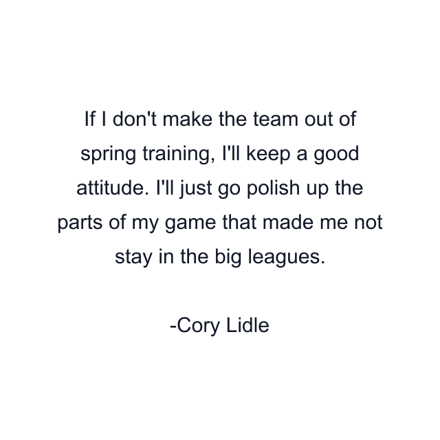 If I don't make the team out of spring training, I'll keep a good attitude. I'll just go polish up the parts of my game that made me not stay in the big leagues.