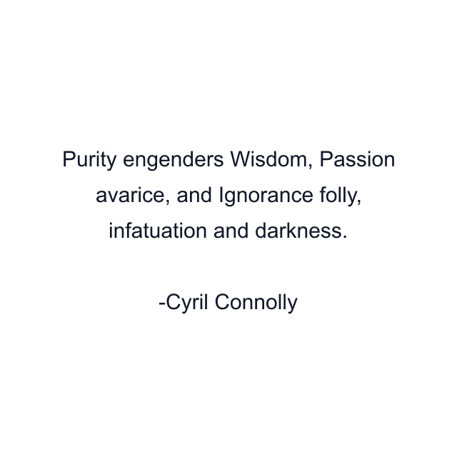 Purity engenders Wisdom, Passion avarice, and Ignorance folly, infatuation and darkness.