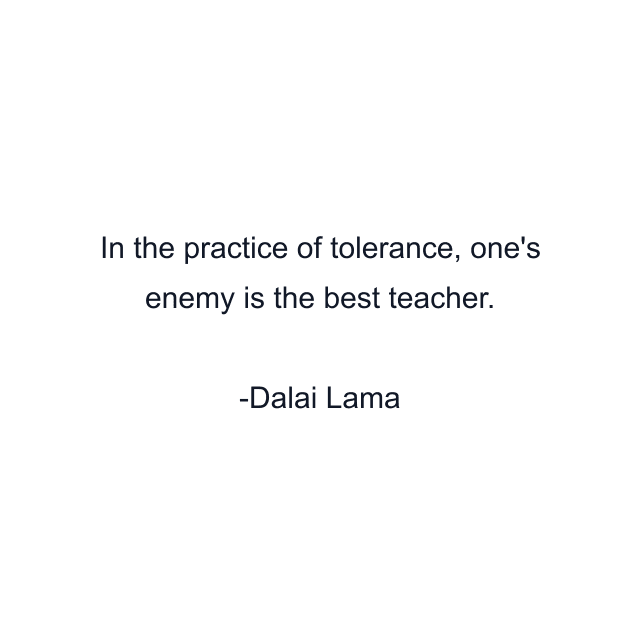 In the practice of tolerance, one's enemy is the best teacher.