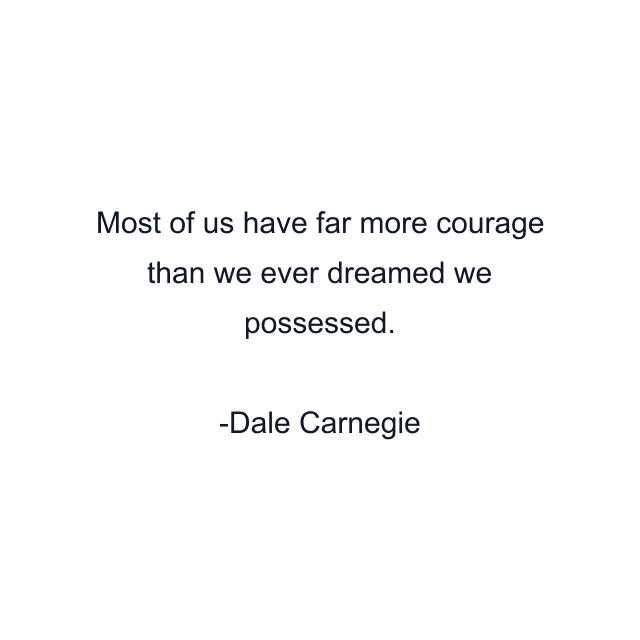 Most of us have far more courage than we ever dreamed we possessed.