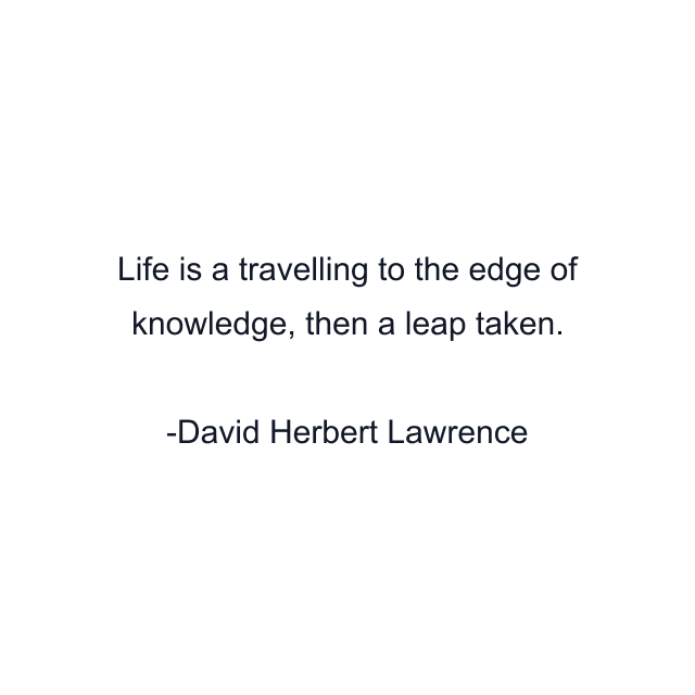 Life is a travelling to the edge of knowledge, then a leap taken.