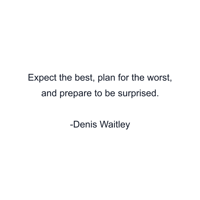 Expect the best, plan for the worst, and prepare to be surprised.