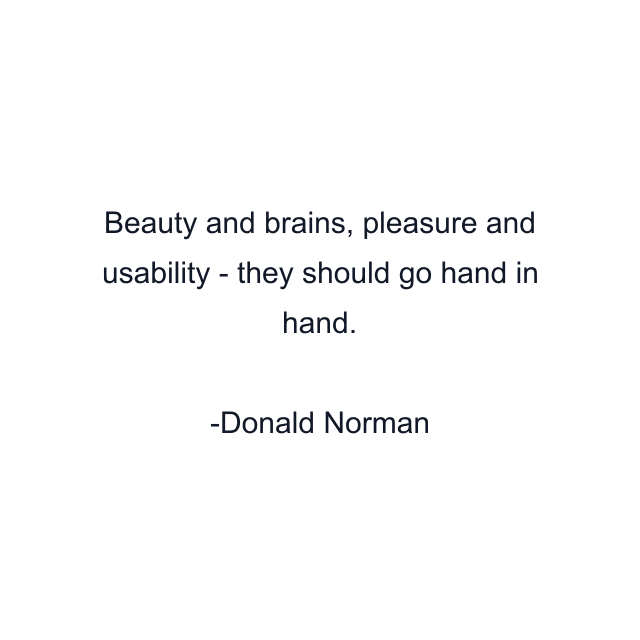 Beauty and brains, pleasure and usability - they should go hand in hand.