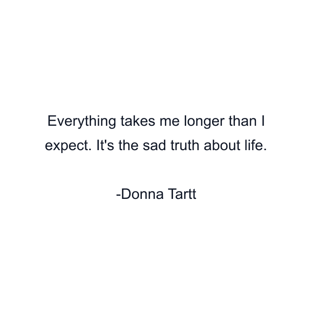 Everything takes me longer than I expect. It's the sad truth about life.