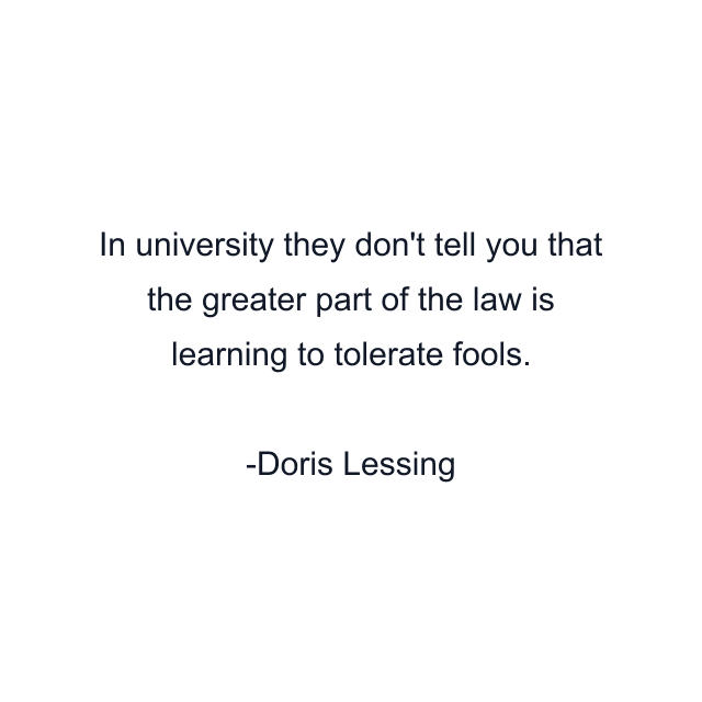 In university they don't tell you that the greater part of the law is learning to tolerate fools.