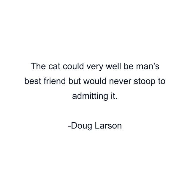 The cat could very well be man's best friend but would never stoop to admitting it.