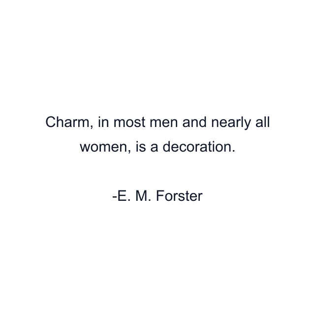 Charm, in most men and nearly all women, is a decoration.