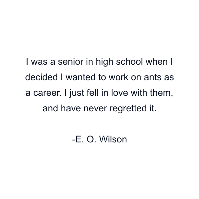 I was a senior in high school when I decided I wanted to work on ants as a career. I just fell in love with them, and have never regretted it.