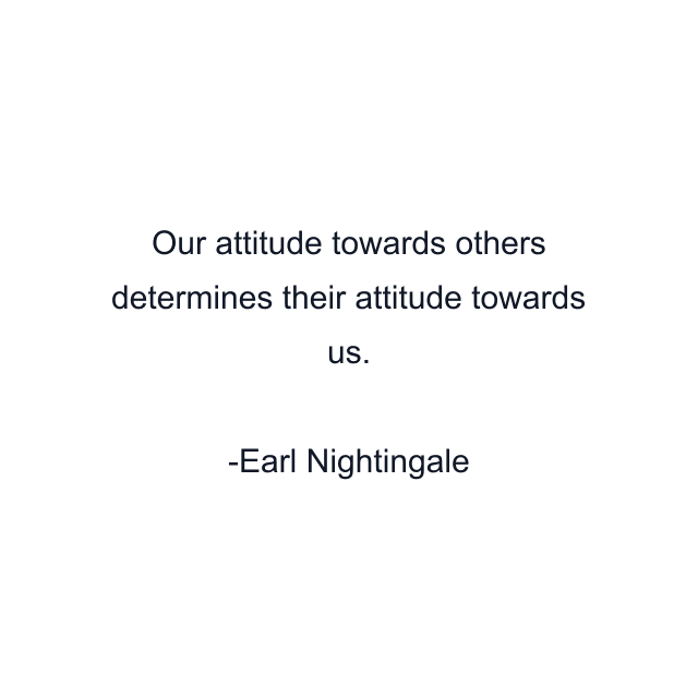 Our attitude towards others determines their attitude towards us.