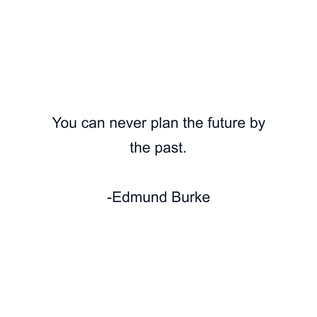 You can never plan the future by the past.