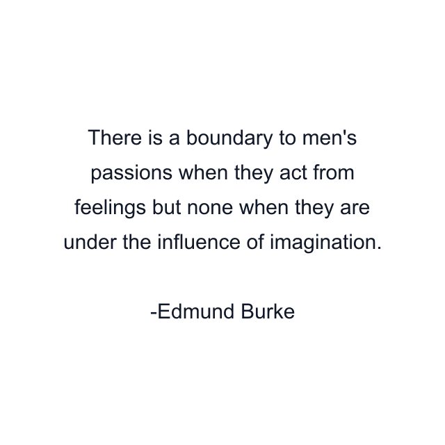 There is a boundary to men's passions when they act from feelings but none when they are under the influence of imagination.