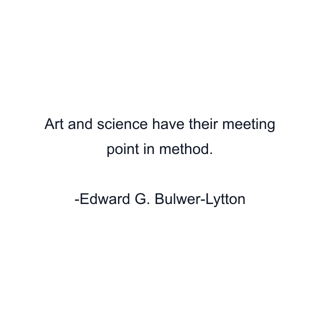 Art and science have their meeting point in method.