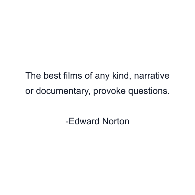 The best films of any kind, narrative or documentary, provoke questions.