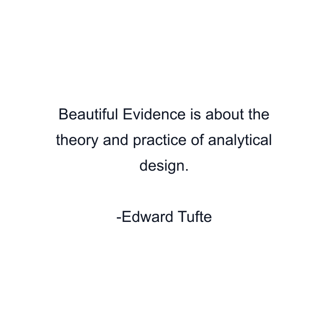 Beautiful Evidence is about the theory and practice of analytical design.