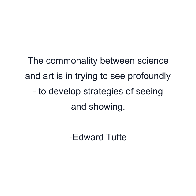 The commonality between science and art is in trying to see profoundly - to develop strategies of seeing and showing.