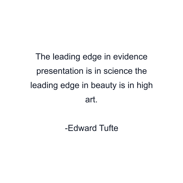 The leading edge in evidence presentation is in science the leading edge in beauty is in high art.