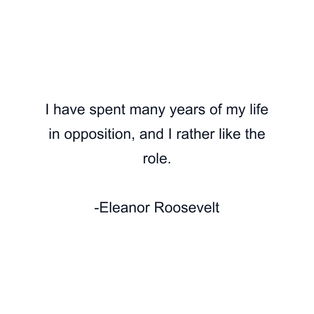 I have spent many years of my life in opposition, and I rather like the role.