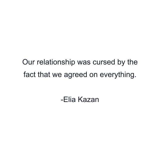 Our relationship was cursed by the fact that we agreed on everything.