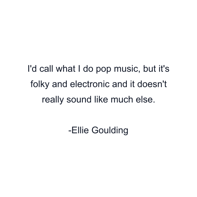 I'd call what I do pop music, but it's folky and electronic and it doesn't really sound like much else.