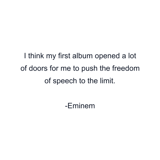 I think my first album opened a lot of doors for me to push the freedom of speech to the limit.