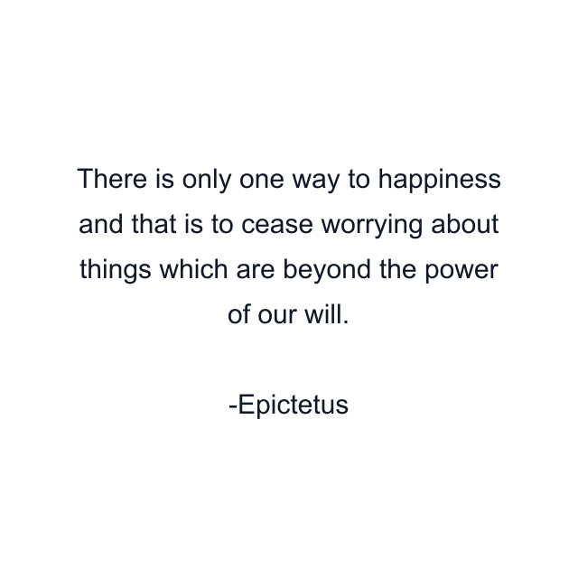 There is only one way to happiness and that is to cease worrying about things which are beyond the power of our will.