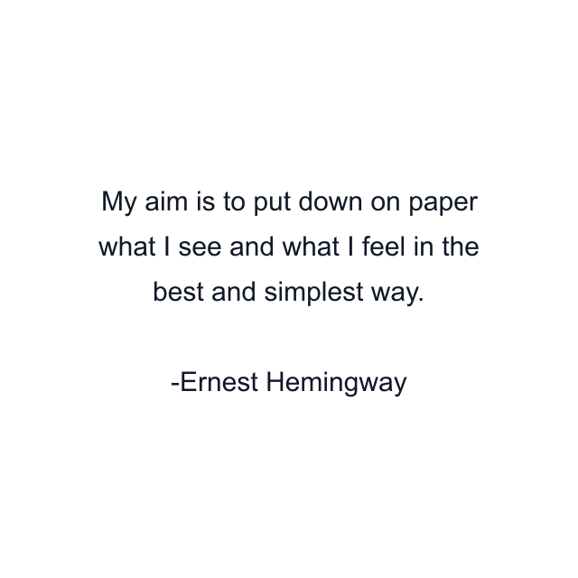 My aim is to put down on paper what I see and what I feel in the best and simplest way.