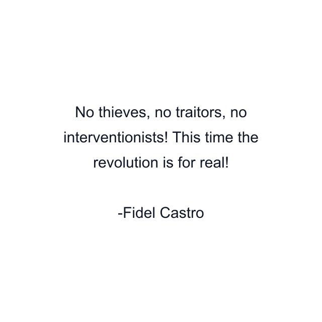 No thieves, no traitors, no interventionists! This time the revolution is for real!