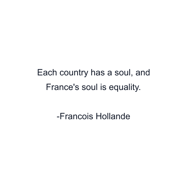 Each country has a soul, and France's soul is equality.