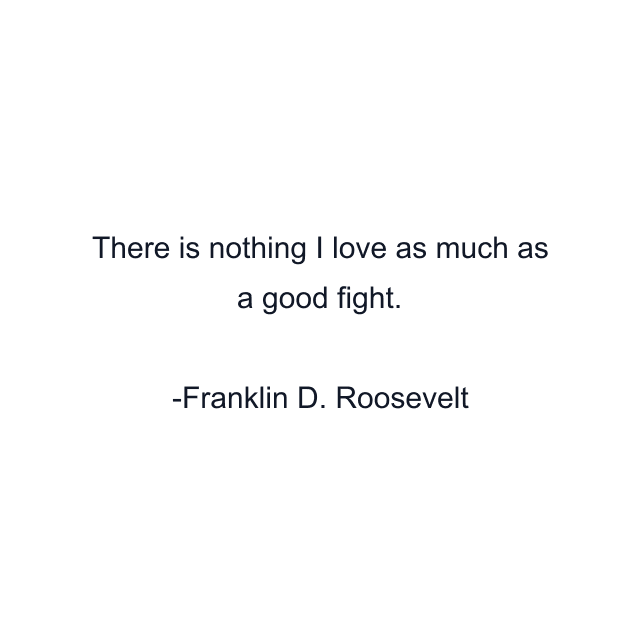 There is nothing I love as much as a good fight.