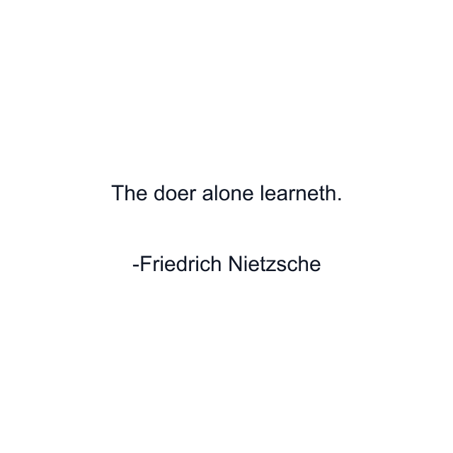 The doer alone learneth.