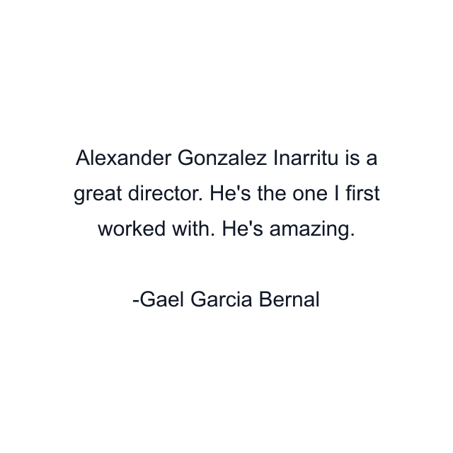 Alexander Gonzalez Inarritu is a great director. He's the one I first worked with. He's amazing.