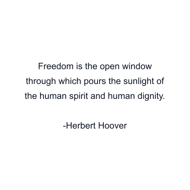 Freedom is the open window through which pours the sunlight of the human spirit and human dignity.